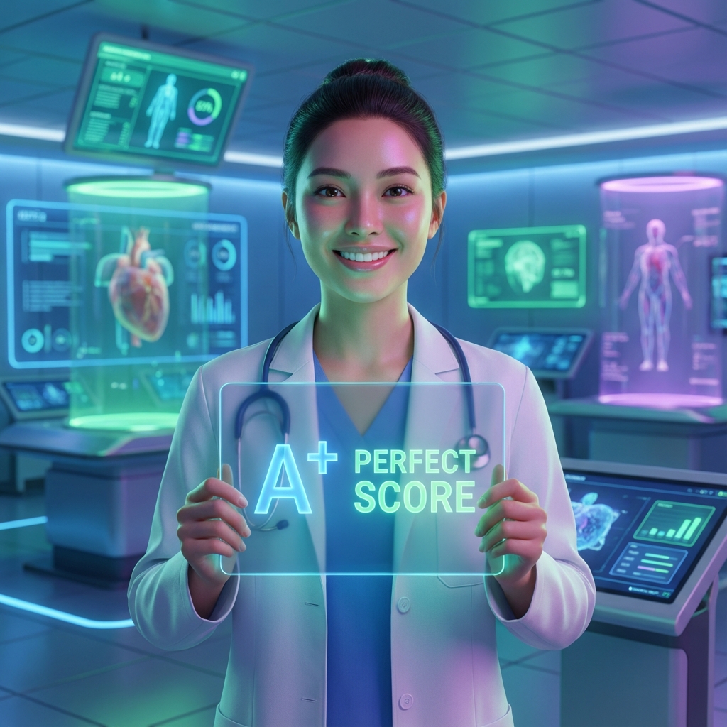 Estudante de medicina conquistando nota máxima